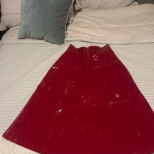 Red A-Line Midi Skirt for Cocktail Night Out